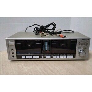 Vintage Sanyo RD W55 Double Stereo Cassette Deck Tape Player Powers On-Parts